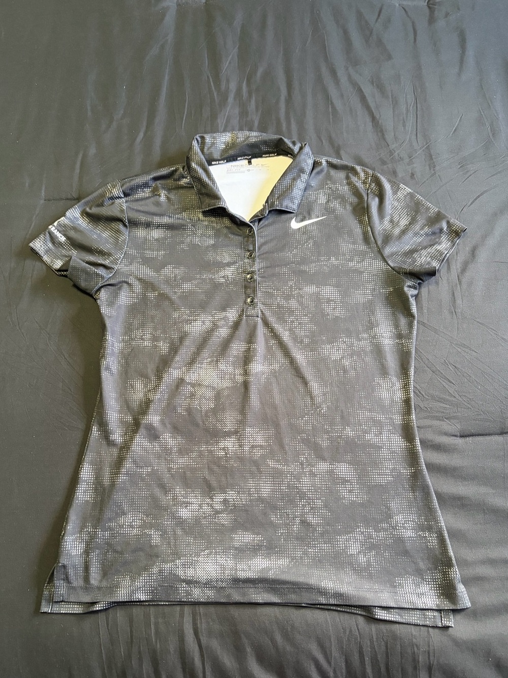 Nike Golf Polo Shirt Women's Gray Print Performance Golf Wear. Size M.